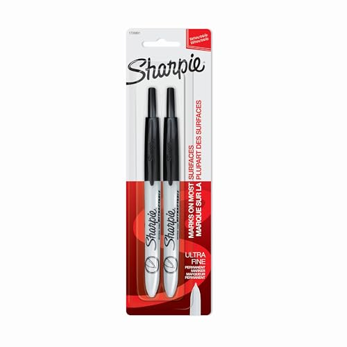 Sharpie Retractable Permanent Markers, Ultra Fine Point, Black, 2 Count