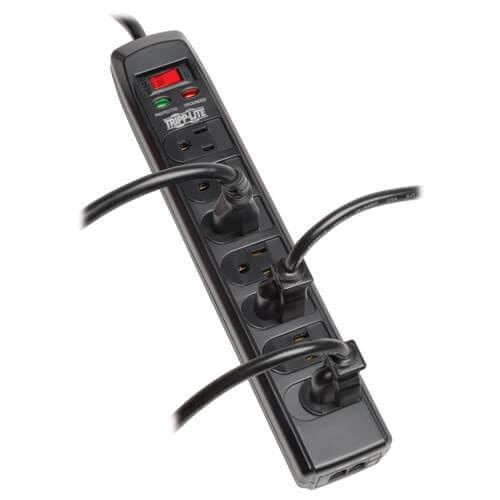 Tripp Lite 7 Right Angle Outlet Surge Protector Power Strip, 6ft. Cord, Right Angle Plug, 1440 Joules, Tel/Modem Protection, Safety Covers, 50K