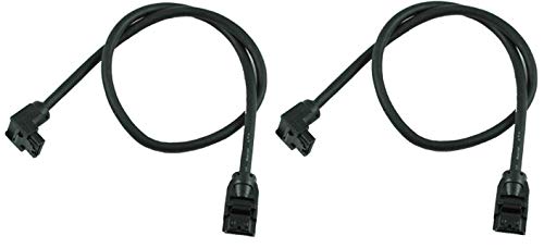 OKGear 18 Inch Black SATA 3.0 III 6 GB/s Round SSD/HDD Data Cable 180 Degree to 90 Degree Right Angle with Metal Latch (2-Pack)