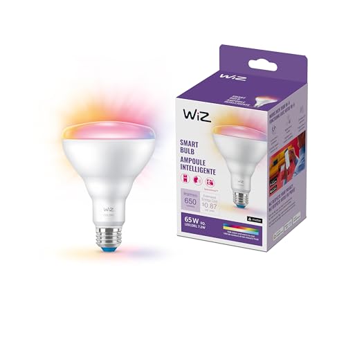WiZ 65W BR30 Color LED Smart Bulb - Pack of 1 - E26- Indoor - Connects to Your Existing Wi-Fi - Control with Voice or App + Activate with Motion