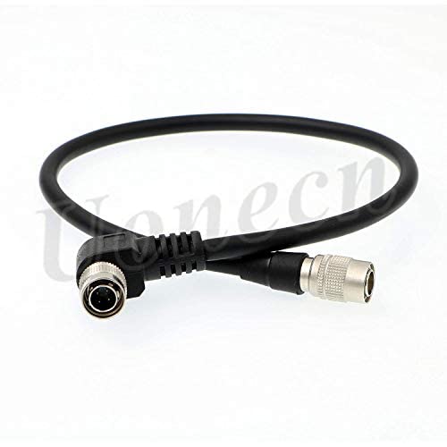 Uonecn 4 PIN Hirose Male Cable, 30cm, Audio/Video, Black, Right Angle & Straight Connectors, Power & Connect Sound Devices Recorder, Wisycom MCR 42s