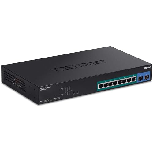 TRENDnet 10-Port Gigabit Web Smart PoE+ Switch with 8 Gigabit PoE+ Ports, 2 SFP Slots, 130W PoE Budget, VLAN, QoS, LACP, IPv4/IPv6 Static
