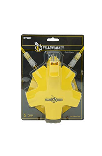 Southwire Yellow Jacket Power Adapter - Outdoor 5 Outlet Splitter - Durable 15 Amp Electrical Adapter - Rugged Hi-Impact Plastic Housing - 3-Prong