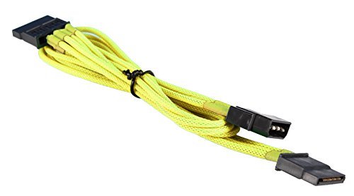 BattleBorn 4-pin LP4 Power to 2X SATA Power Adapter Cable - Braided - Yellow