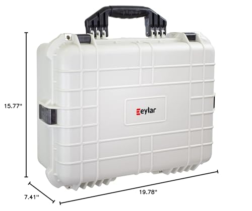 Eylar Large 20 Inch Protective Camera Case Water and Shock Proof With Foam (White)