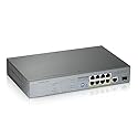 Zyxel 8-port Gigabit Unmanaged PoE+ Switch with 130 Watt Budget and 1 Gigabit Copper Port + 1 SFP, Long Range PoE Switch [GS1300-10HP]