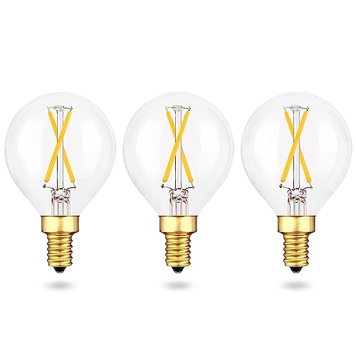 EQ Lighting 3-Pack G16.5 LED Bulb, Dimmable E12 Edison Bulb, 25W Equivalent, 3000K Soft Warm White, 200lm, 2W, for Chandelier, Ceiling Fan Light Bulbs