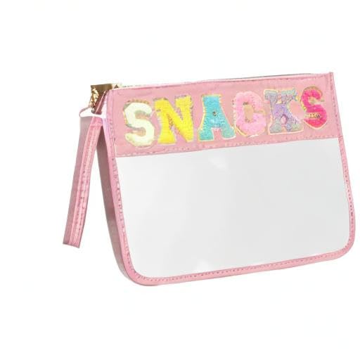 Siwara Clear Snack & Makeup Bag – Waterproof Nylon Cosmetic Pouch, Portable Glitter Travel Toiletry Organizer for Women & Girls