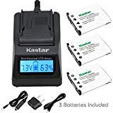 Kastar Ultra Fast Charger Kit and FNP-45 Battery (3-Pack) for Fujifilm NP-45, NP-45A, NP-45B, NP-45S Rechargeable Lithium-ion Battery and Fuji Digital