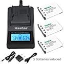 Kastar Ultra Fast Charger Kit and FNP-45 Battery (3-Pack) for Fujifilm NP-45, NP-45A, NP-45B, NP-45S Rechargeable Lithium-ion Battery and Fuji Digital