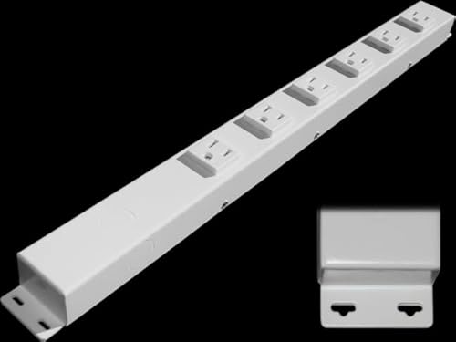 20” Hardwired Power Strip (NO Power Cord), 6 Vertical Outlets (NOT Tamper Resistant), with Ears (with mounting tabs on Both Ends), 15A (NOT a 20 Amp