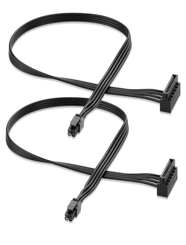 ELFJMZP ATX mini 4PIN to SATA 15 PIN Adapter Extension Cable for Mechanical HDDs, SSDs, DVD/CD-ROMs (16.0 in./40.6 cm)(Pack of 2)