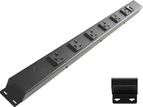 24” Hardwired Power Strip (NO Power Cord), 6 (NEMA 5-20R) Vertical Outlets (NOT Tamper Resistant), with Ears (with mounting tabs on Both Ends), 20