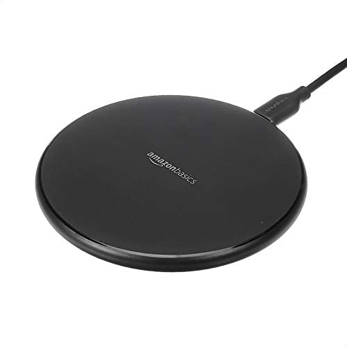 Amazon Basics Wireless Charger, 15W Qi Certified Wireless Charging Pad with USB Cable, Compatible with iPhone 15/14/13/12/11/X, Samsung & LG, Case