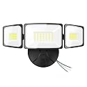 Onforu 75W Flood Lights Outdoor, 7000LM Brightness Security Lights Switch Controlled, 3 Adjustable Heads, IP65 Waterproof, 6500K Wall Mount Exterior