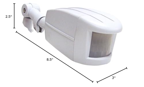 Nuvo Satco SF76/500 Durable All Weather Plastic Motion Infrared Security Sensor, White 3.00x8.50x2.50