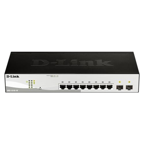 D-Link 10-Port Gigabit Smart Managed Switch | 8 GbE + 2 SFP Ports | L2+ | VLANs | Cable Diagnostics | Web Managed | Desktop or Rackmount | Fanless |