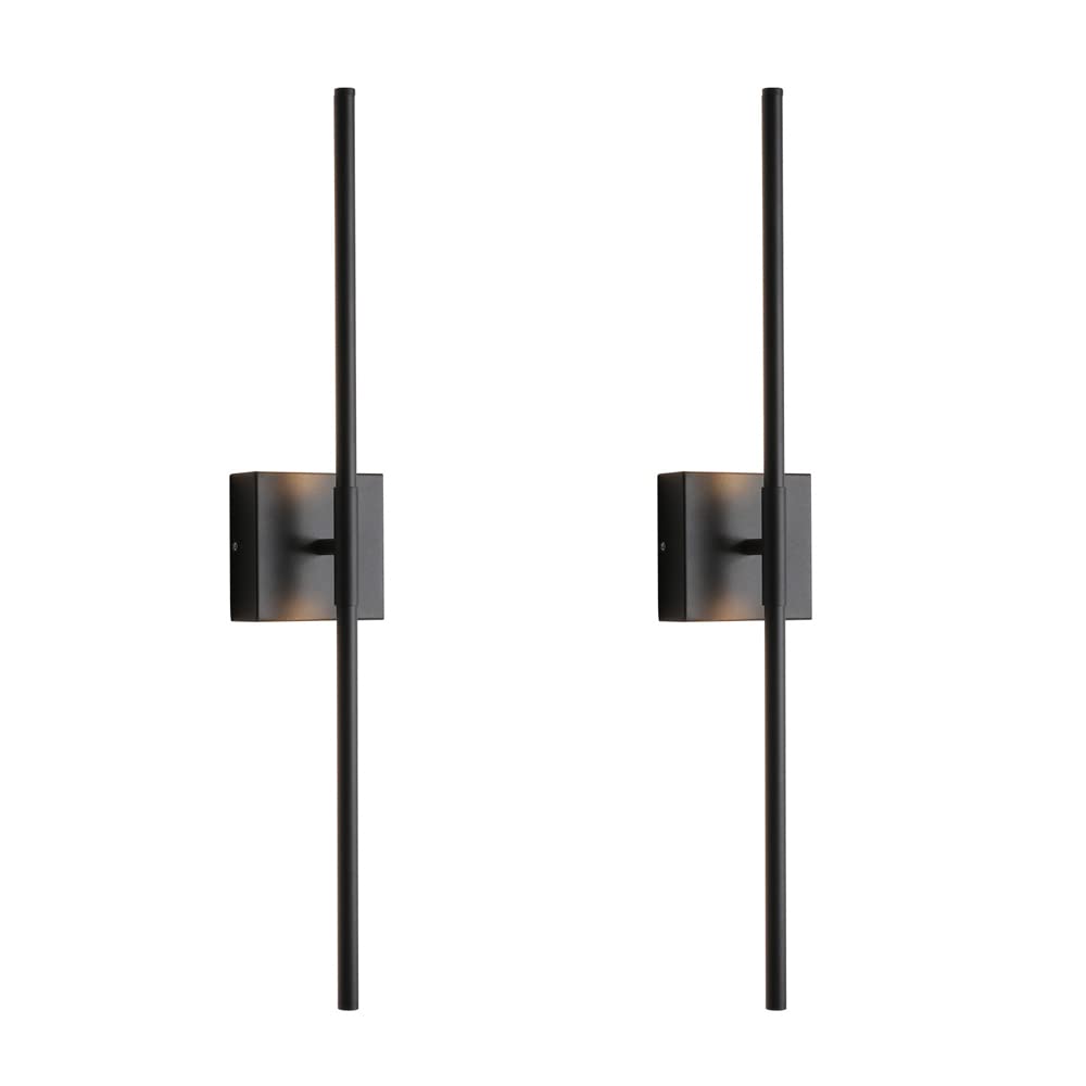 KUZZULL Wall Sconces Set of Two Matte Black Wall Light Fixtures Wall Lamp with Led 3000K 12W Sconces Wall Lighting Wall Lights Sconces Wall Decor Set