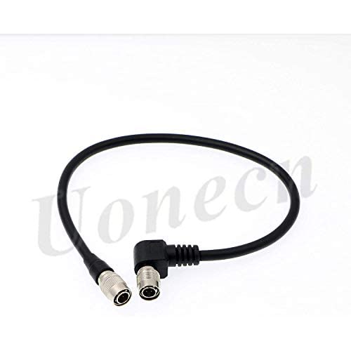 Uonecn 4 PIN Hirose Male Cable, 30cm, Audio/Video, Black, Right Angle & Straight Connectors, Power & Connect Sound Devices Recorder, Wisycom MCR 42s