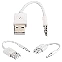 VizGiz 2 Pack for iPod Shuffle Charger Cable USB Data Sync Charging Cord Replacement Jack 3.5mm Male AUX Plug to USB Male Adapter for Apple iPod