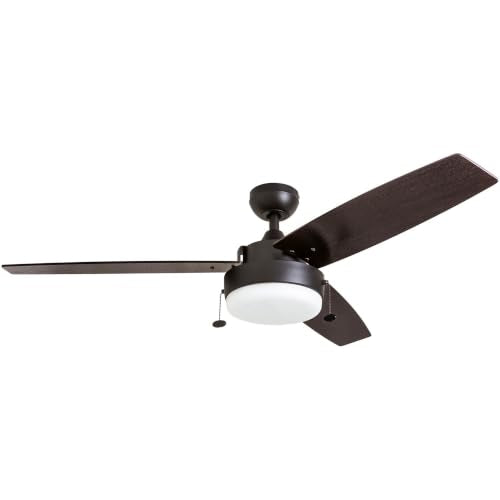 Prominence Home Statham, 52 Inch Contemporary Indoor LED Ceiling Fan with Light, Pull Chain, Dual Mounting Options, Modern Dual Finish Blades