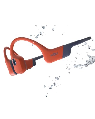 SHOKZ OpenSwim Pro Open-Ear MP3 Headphones, Red, IP68 Waterproof, 32GB MP3