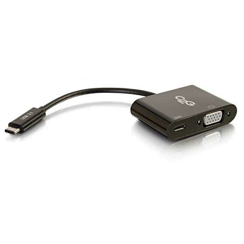 C2G USB Adapter, Video Adapter with Power, USB C to VGA, Black, Cables to Go 29533