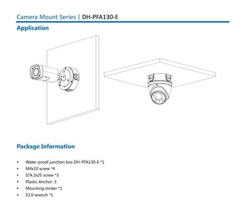 PFA130-E Security Camera Bracket Wall Mounting Junction Box IP66 Water-Proof for HAC-HDW1100, IPC-HDW1000/HDW1200/HDW3200/HDW4100/HDW4200/HDW4300S
