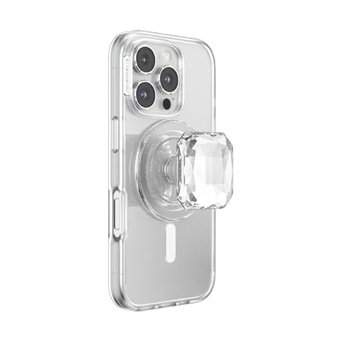 PopSockets Phone Grip for MagSafe, Magnetic Holder, Phone Stand, Heart - Pillow Cut Heart Clear Glitter