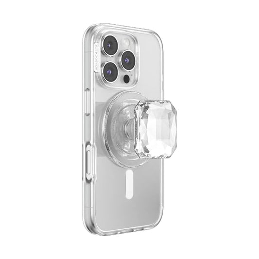 PopSockets Phone Grip for MagSafe, Magnetic Holder, Phone Stand, Heart - Pillow Cut Heart Clear Glitter