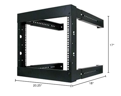 Vertical Cable 6U Open Wall Mount Frame Rack - Adjustable Depth 18"-30"