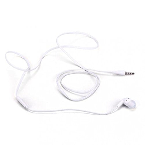 Premium Flat Wired Headset Mono Hands-Free Earphone w Mic Single Earbud Headphone Earpiece in-Ear [3.5mm] White for MetroPCS LG Aristo - MetroPCS LG…