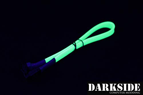 Darkside 30cm (12") SATA 3.0 180° to 180° Data Cable with Latch - Green UV (DS-0147)