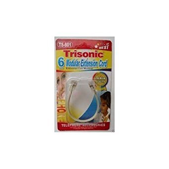 Trisonic 6" Modular Wall Phone Line Cord Ivory #TS-801-2 Pack