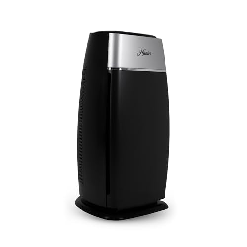 Hunter HP100 Air Purifier for Bedroom, Living Room, Dorm, Black & Silver