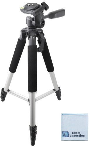57-Inch Pro Series Aluminum Camera Tripod for Nikon AW110 S5200 P530 S3600 S5300 Coolpix A L30 S02 S01 L120 L810 L820 P310 & More + Microfiber Cloth
