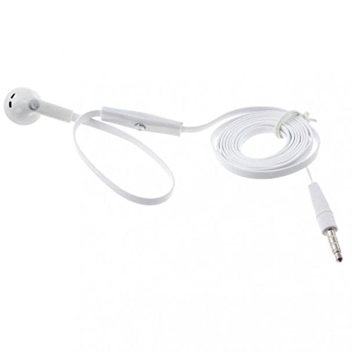 Flat Wired Headset MONO Handsfree Earphone Mic Single Earbud Headphone Earpiece [3.5mm] [White] for Ipod Nano 5th Gen, 7th Gen, Touch 1st Gen, 2nd…