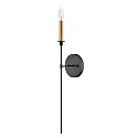 Lark Hux 83070BK Single Light Candle Wall Sconce, Traditional Torch, Slender and Elongating, Black and Lacquered Brass