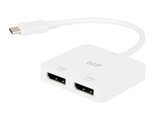 Monoprice USB-C to Dual 4K DisplayPort Adapter (Dual 4K@60Hz) HDR, Supports MST, SST, and Mirror Modes, Portable, Compatible with Thunderbolt 3