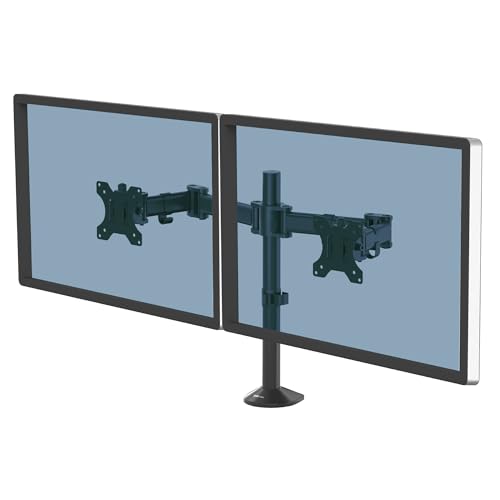 Fellowes Reflex Series Adjustable Monitor Arm for Desk, Supports 27-Inch Monitors, Ergonomic Dual Monitor Stand with VESA Mount, Easy Setup