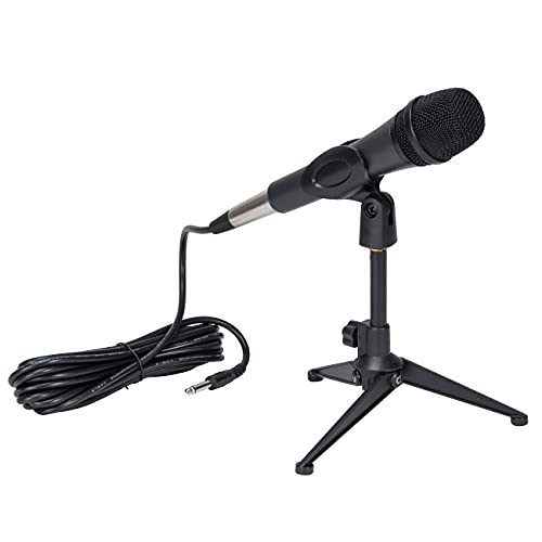 Bearstar 2-Pack Universal Adjustable Desk Microphone Stand Portable Foldable Tripod MIC Tabletop Stand with Small Plastic Microphone Clip Such as Sm57