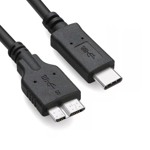 3FT External Hard Drive Cord to USB C for Western Digital WD My Passport, Seagate, Toshiba Canvio, LaCie, etc, Compatible with iPhone 15, PC, Mac
