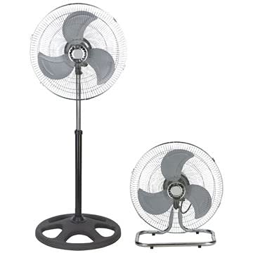 PrimeTrendz 18 Inch Industrial Grade High Velocity 3 in 1 Floor Stand Desk Wall Mount Oscillating Fan, 3 Speed Settings, 3 Blade, Black