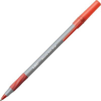 BIC Round Stic Grip Xtra Comfort Red Ballpoint Pens, Medium Point (1.2mm), 12-Count Pack, Excellent Writing Pens With Soft Grip for Superb Comfort