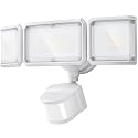 LEPOWER-TEC Zero Blind Spots Outdoor Security Light with 240° & 100ft Dual PIR Motion Sensor, 7000LM Adjustable Flood Light Brightness for Garage