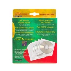 Compucessory Self-Adhesive CD Holders, Polypropylene, 50 Sheets/PK, White