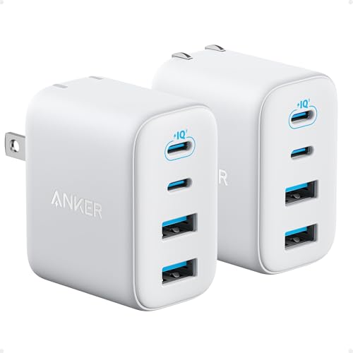 Anker Zolo USB C Charger Block,2-Pack Type C Charger Fast Charging with 50W Max Output,2 USB-C and 2 USB-A,Compact and Stable Design,for iPhone 17/16
