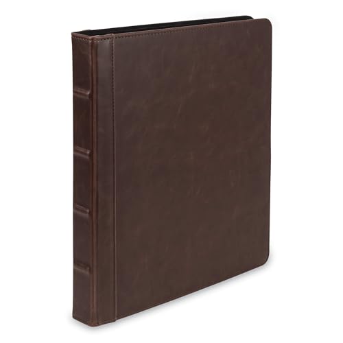 Samsill Vintage Leather Binder, 0.5 Inch Round Ring (Holds 100 Sheets), Letter Size 8.5x11 Documents, Professional Organizer Portfolio, No Zipper