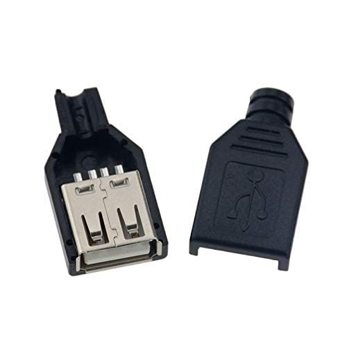 VizGiz 10 Pack USB Plug Replacement 4 PIN Type A Female Male Socket Connector Solder Terminal Repair AWG Wire Cable DIY Kit Jack for Fan LED Strip