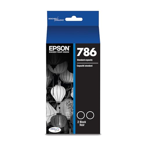 EPSON 786 DURABrite Ultra Ink Standard Capacity Black Dual Cartridge Pack (T786120-D2) Works with WorkForce WF-5110, 5190, 5620, 5690
